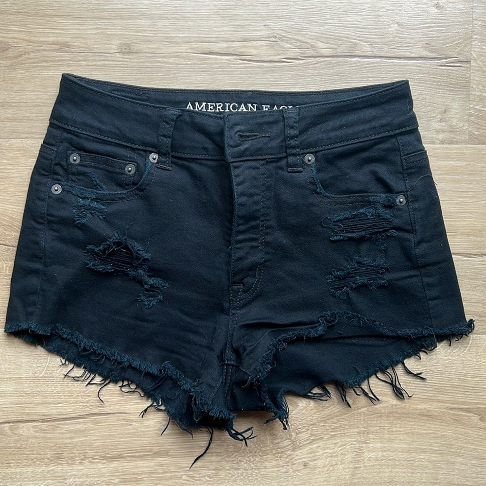 America Eagle hi-rise festival black shorts